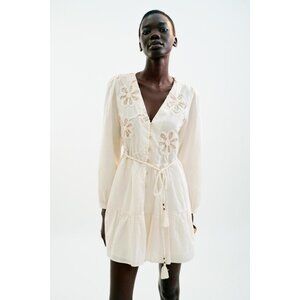 ZARA EMBROIDERED TEXTURED DRESS